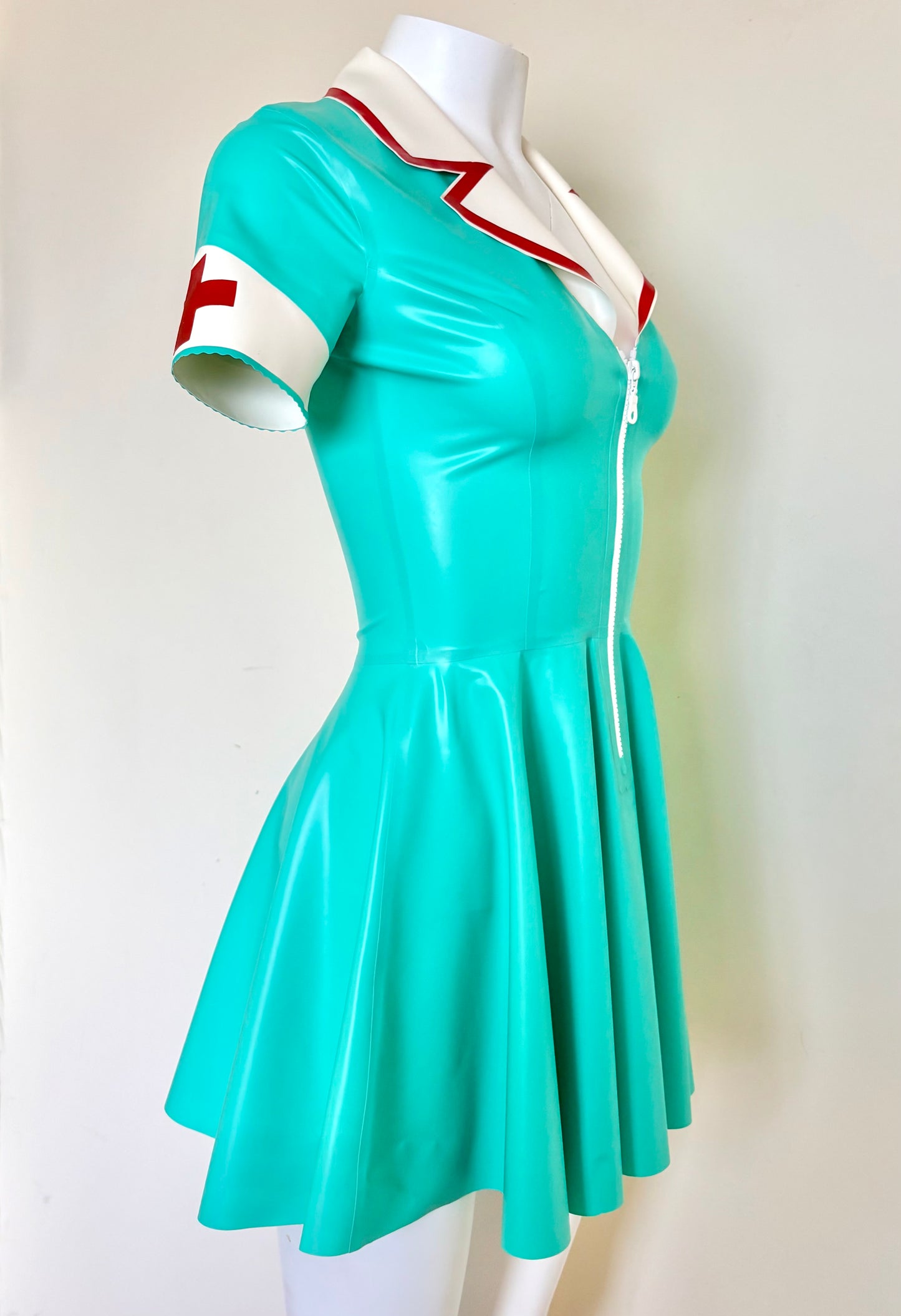 READY TO SHIP -  Jade Nurse Dress with Circle Skirt - UK 8