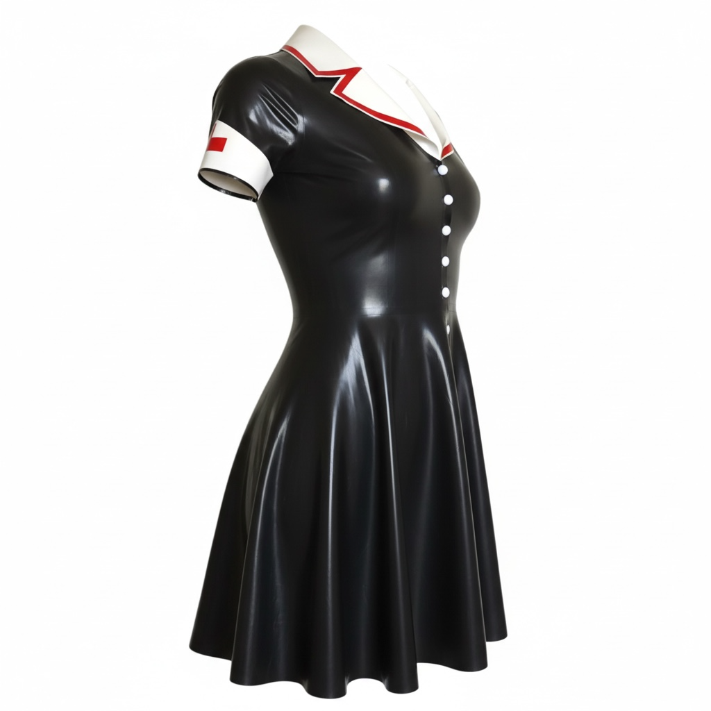 Latex Nurse Dress with press stud front