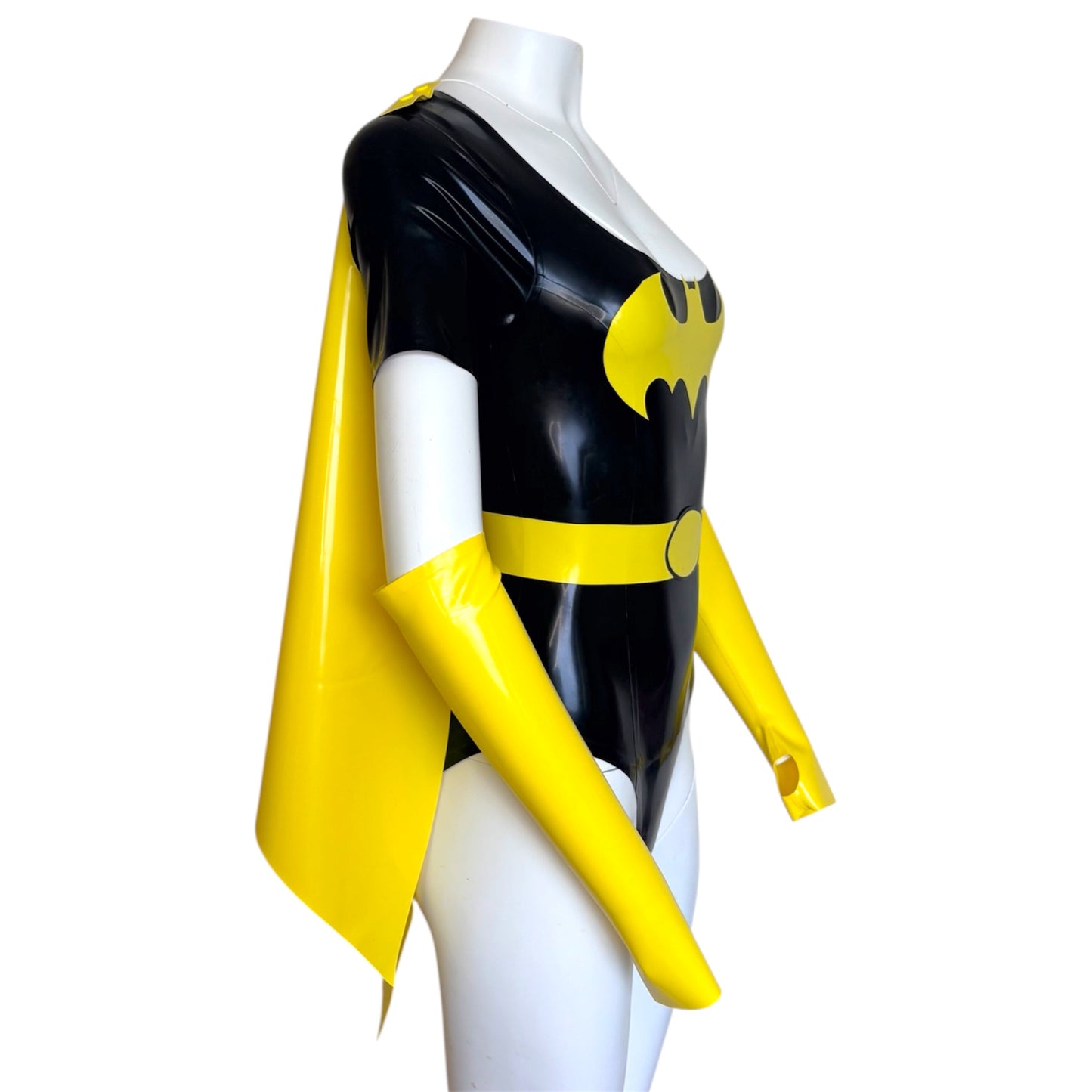 Latex Batgirl Outfit - Bodysuit / Belt / Cape / Gloves