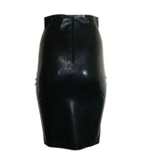 Latex Knee Length High Waisted Pencil Skirt with zip