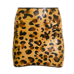 Latex Glitter Leopard Print Mini Skirt