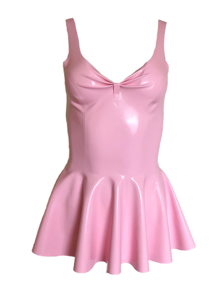 micro mini skater dress Flavia | Lemon Plunge-Neck Ruffled Skater Micro-Mini Dress
