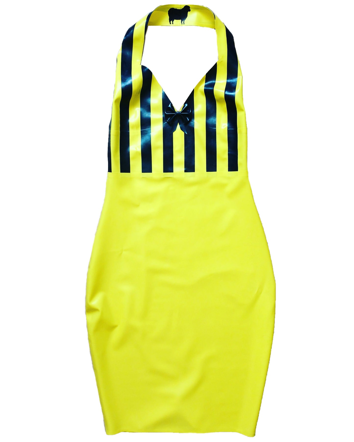 Latex Halterneck Striped Empire Line Dress