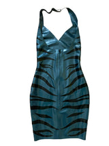 Latex Halterneck Zebra Animal Print Applique Mini Dress