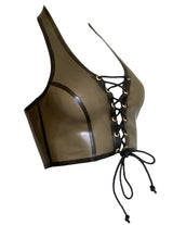 Latex Halter Lace Up Bra Top