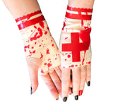 Latex Nurse Gloves with Blood Splatter Pattern