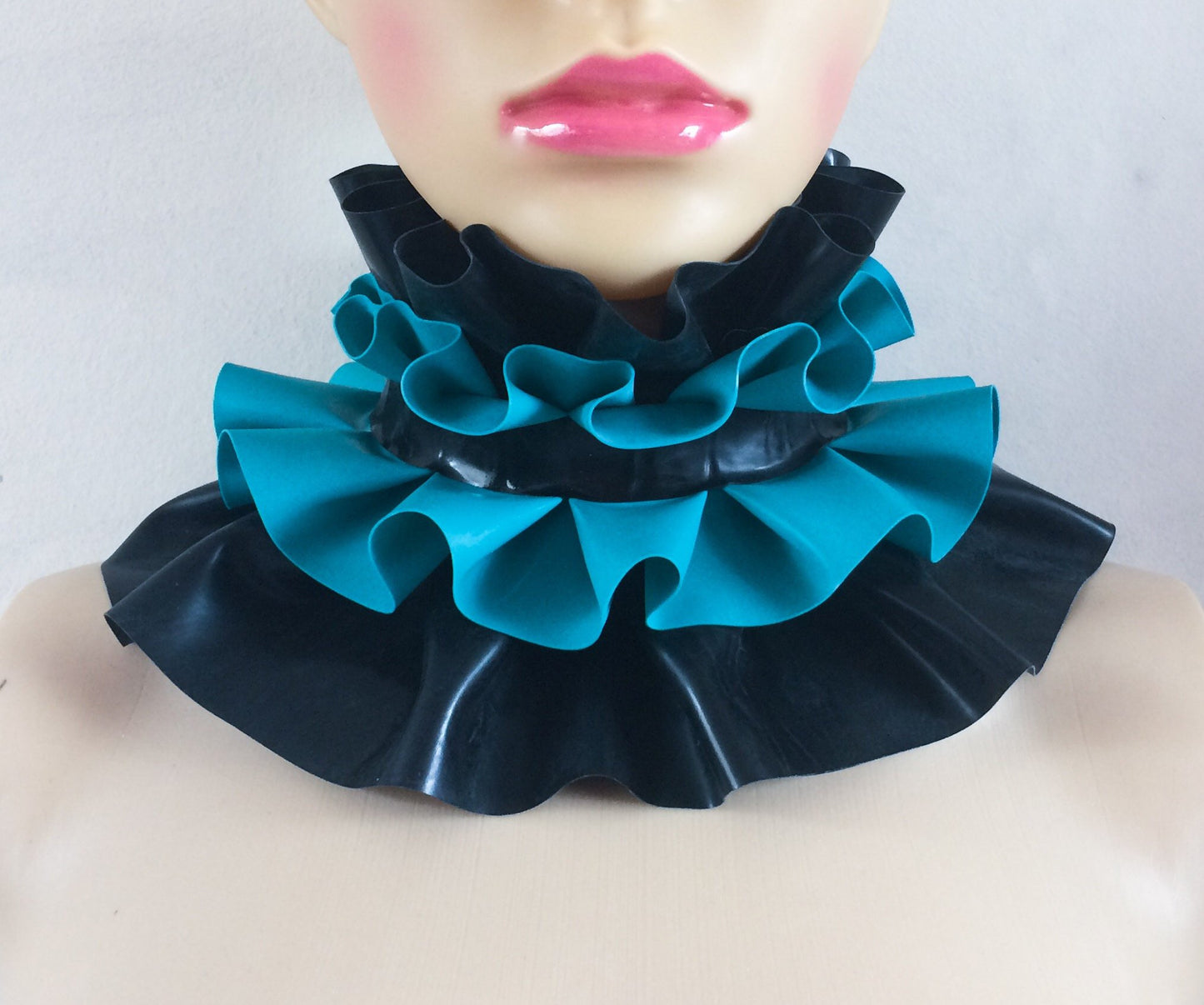 Latex Large Double Ruffle Collar Choker