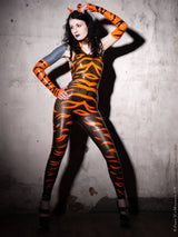 Latex Tiger Stripe Halterneck Catsuit