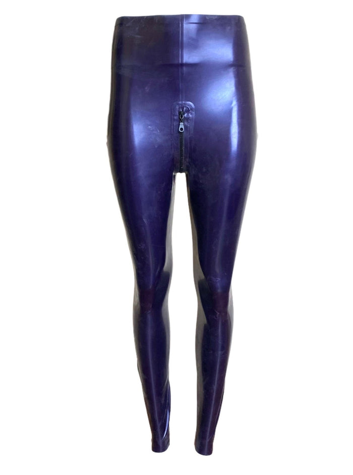 LATEX LOOK LEGGINGS With Back Crotch Zip Shiny Leather Pants