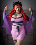 Latex Lily Munster Goth Mini Dress with Cape
