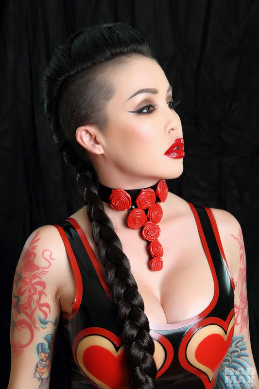 Latex Rose Necklace Choker