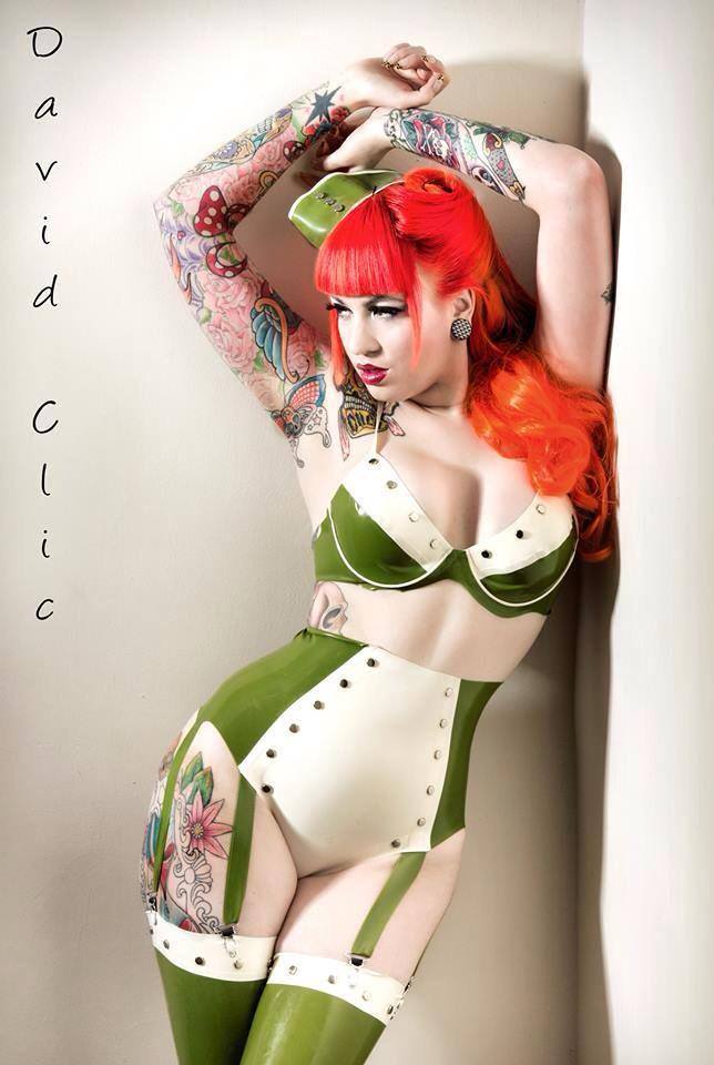 Latex Underwired Military Bra with Studs