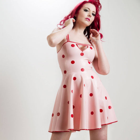 Latex Polka Dot Swing Dress with Cutout