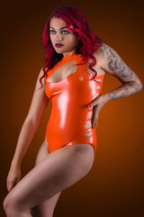 Latex High Neck Bust Cleavage Cut Out Body Suit