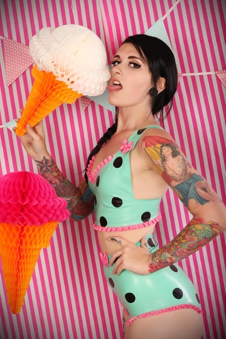 Latex Polka Dot Crop Top Bra