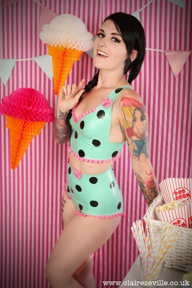 Latex Polka Dot Crop Top Bra