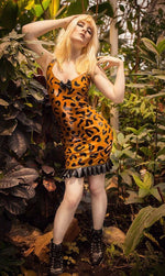 Leopard Print Halterneck Latex Mini Dress